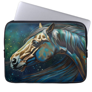 Capa Para Notebook Cavalo Azul-Teal, castanho
