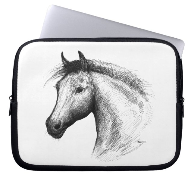 Capa Para Notebook Cavalo: Branco (Frente)