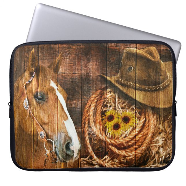 Capa Para Notebook Cavalo Cowboy Chapéu Laço Girassol Conselho (Frente)