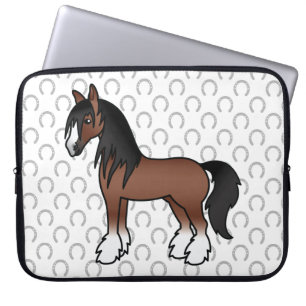 Capa Para Notebook Cavalo de Cartoon Castanho Vanner Clydesdale Shire