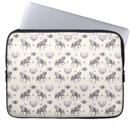 Capa Para Notebook Cavalo de Dressage Elegante e Pintura em Aquarela 