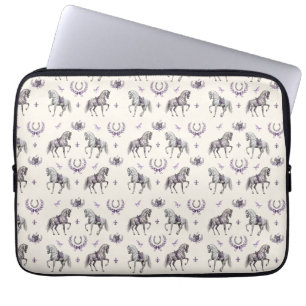 Capa Para Notebook Cavalo de Dressage Elegante e Pintura em Aquarela
