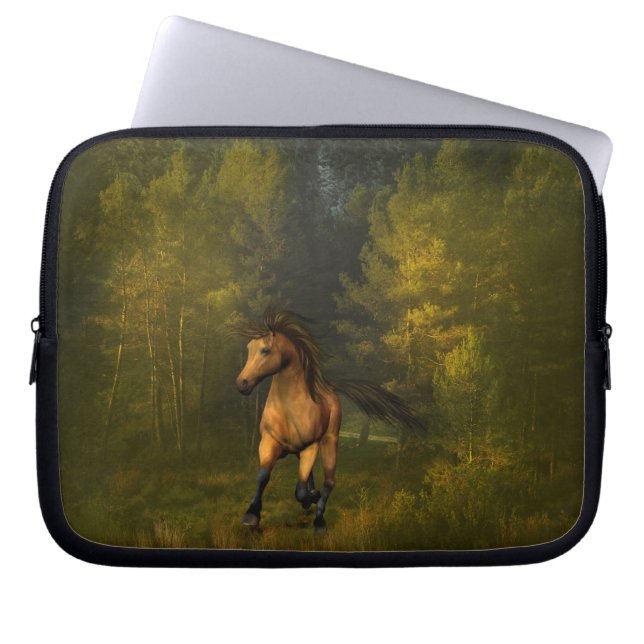 Capa Para Notebook Cavalo de Pele-de-Fenda no Caso do Laptop Floresta (Frente)