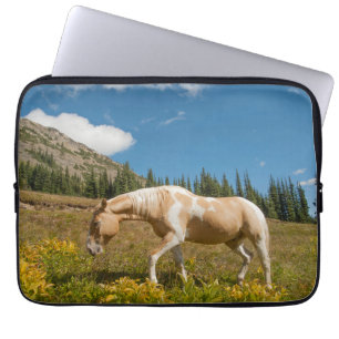 Capa Para Notebook Cavalo em Gramas em uma Pradaria Alpina no Verão