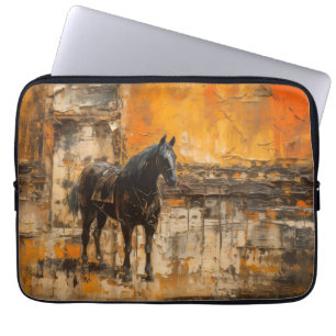 Capa Para Notebook Cavalo Majestoso em Abstrato Sunset