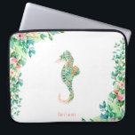 Capa Para Notebook Cavalo marinho botânico da ilha<br><div class="desc">As flores da ilha da aguarela bonita e a folha e o cavalo marinho botânicos dão forma,  a bolsa de laptop personalizada.</div>