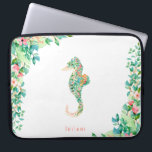 Capa Para Notebook Cavalo marinho botânico da ilha<br><div class="desc">As flores da ilha da aguarela bonita e a folha e o cavalo marinho botânicos dão forma,  a bolsa de laptop personalizada.</div>