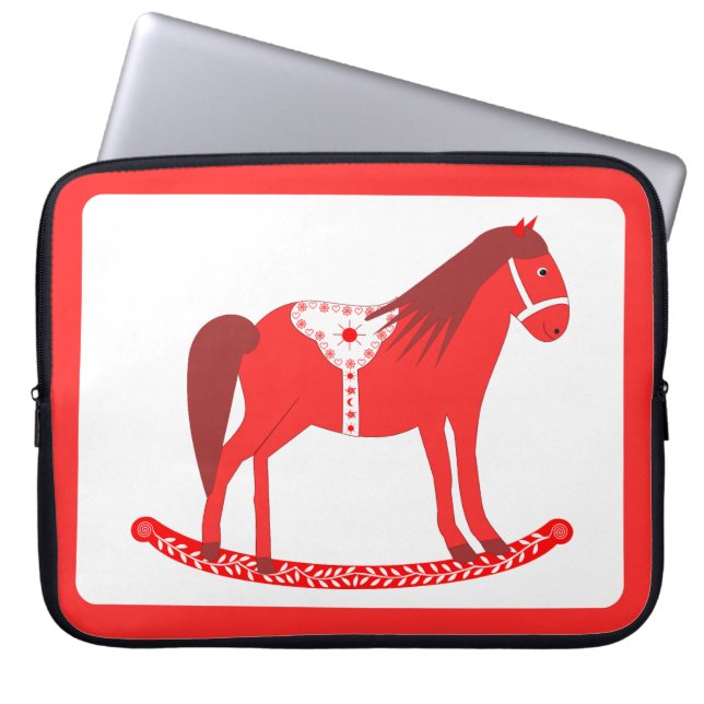 Capa Para Notebook Cavalo Rocco de Natal escandinavo (Frente)