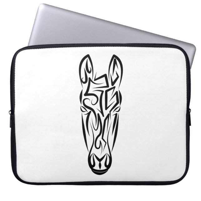 Capa Para Notebook Cavalo Tribal Negro e Branco (Frente)
