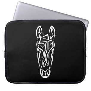 Capa Para Notebook Cavalo Tribal Negro e Branco