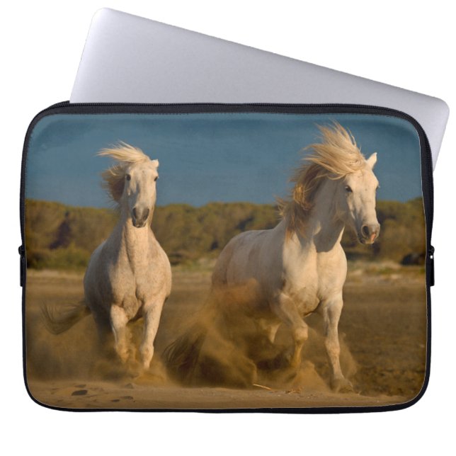 Capa Para Notebook Cavalos brancos que funcionam na praia | Camargue, (Frente)