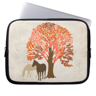 Capa Para Notebook Cavalos de outono de Orange e Brown