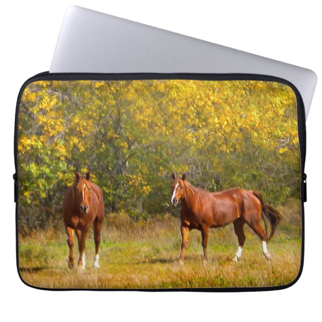 Capa Para Notebook Cavalos Dourados da queda (Frente)