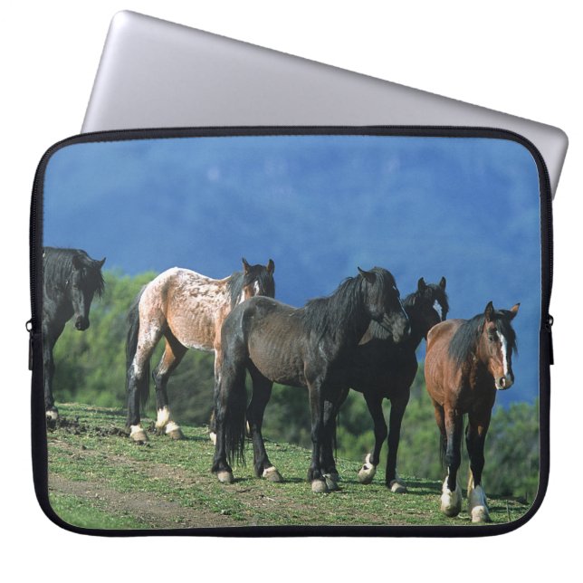 Capa Para Notebook Cavalos selvagens do mustang nas montanhas (Frente)