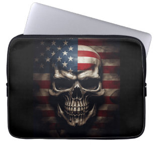 Capa Para Notebook Caveira da Bandeira Americana