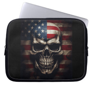 Capa Para Notebook Caveira da Bandeira Americana