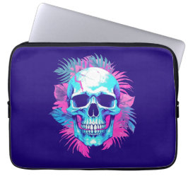 Capa Para Notebook Caveira Floral em Estilo Vaporwave