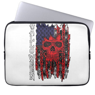 Capa Para Notebook Caveiras Vermelhas do Dia das Bruxas Bandeira Amer