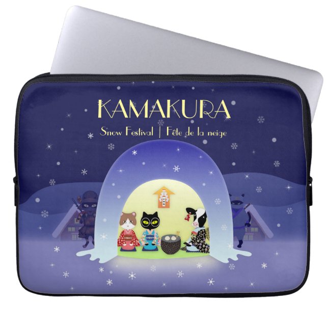 Capa Para Notebook Celebração de Neve de Edo-Neko (Frente)