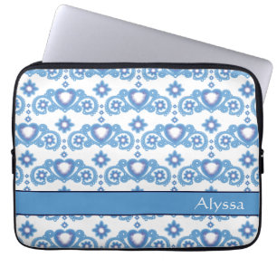 Capa Para Notebook Celestial Love Stars Hearts White Pattern Name
