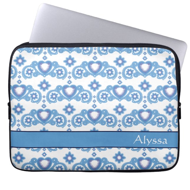Capa Para Notebook Celestial Love Stars Hearts White Pattern Name (Frente)