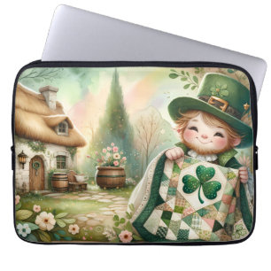 Capa Para Notebook Cena de Colcha Xadrez Cottage Leprechaun