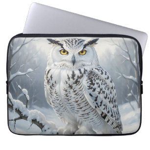 Capa Para Notebook Cena de Inverno da Majestosa Coruja da Neve