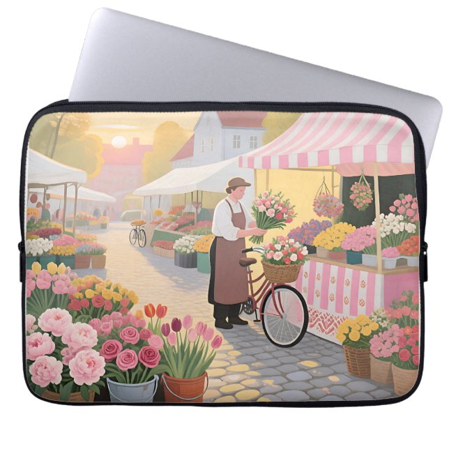 Capa Para Notebook Cena de Rua da Flor Ensolarada (Frente)