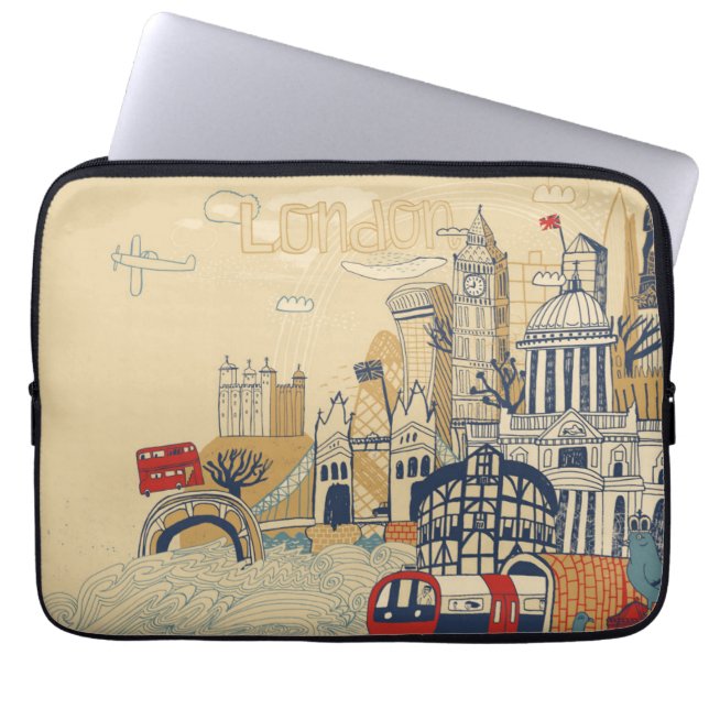 Capa Para Notebook Cena do Doodle de Londres (Frente)