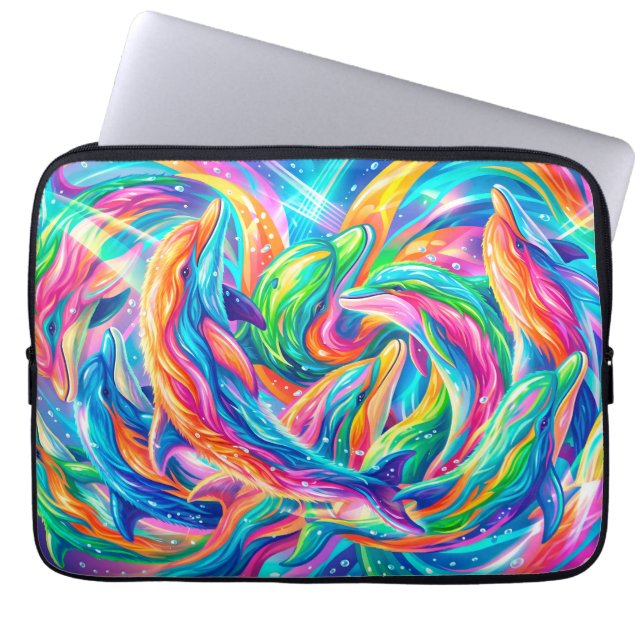 Capa Para Notebook Cenário de Sonhos de Golfinho Vibrante – Boho Psic (Frente)