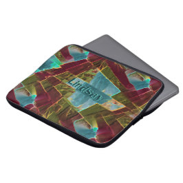 Capa Para Notebook Cera esculpida castanha e azul com aspecto esculpi