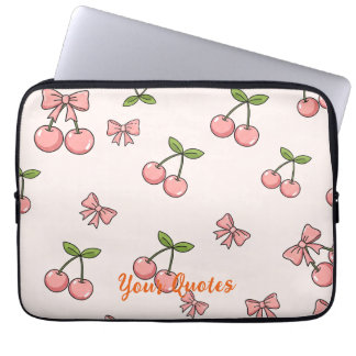 Capa Para Notebook Cerejas Cor-de-Rosa e Laços Padrão Sem Costura