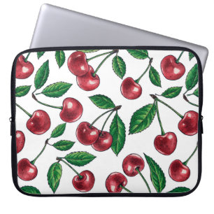 Capa Para Notebook Cerejas vermelhas em branco