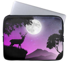 Capa Para Notebook Cerf sous la lune violet
