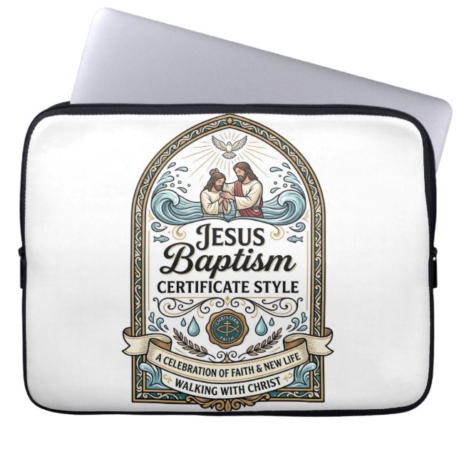 Capa Para Notebook Certificado de Batismo de Jesus Estilo Certificado (Frente)