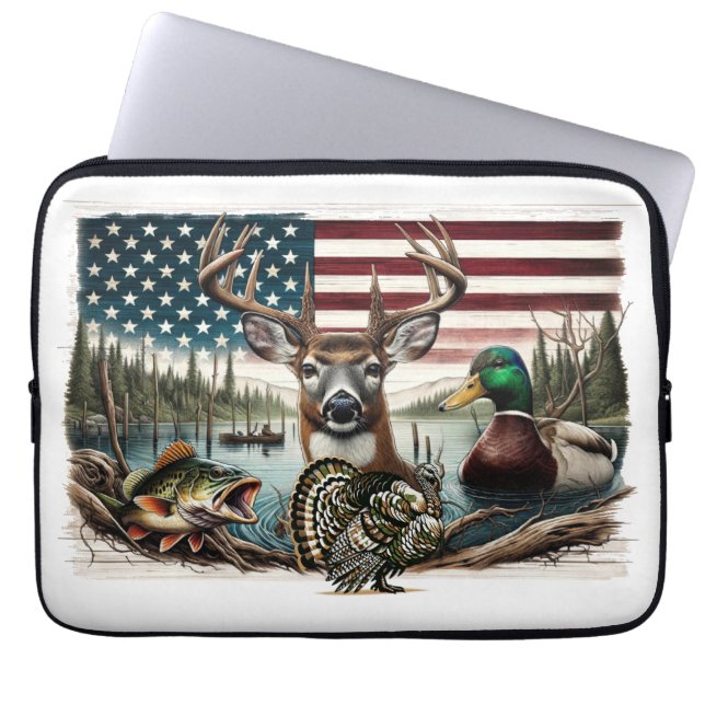 Capa Para Notebook Cervo e Campo Americano (Frente)