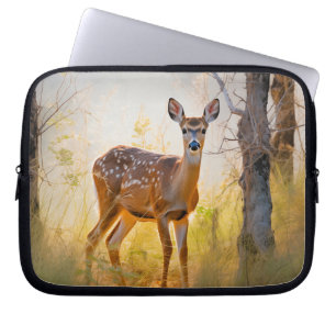 Capa Para Notebook Cervo Gracioso na Floresta Projeto da Natureza