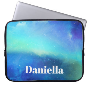Capa Para Notebook Céu Holográfico Azul Escuro com Nome Personalizado