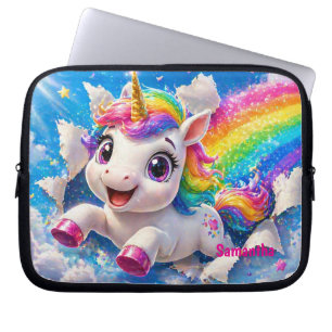 Capa Para Notebook Céu Mágico Arco-íris Unicórnio Fofo