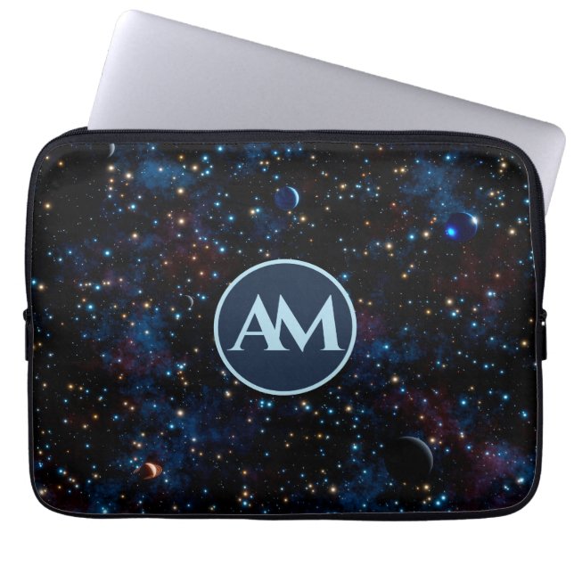 Capa Para Notebook Céu noturno com estrelas e planetas personalizados (Frente)