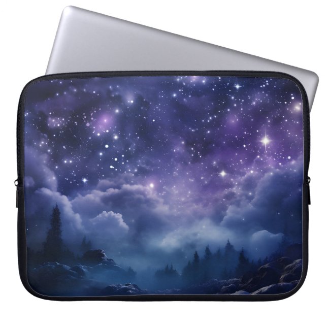 Capa Para Notebook Céu Noturno da Floresta Cósmica (Frente)
