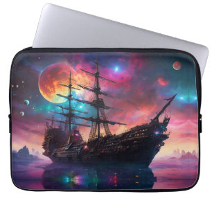 Capa Para Notebook Céus Épicos de Navio à Vela e Planetas