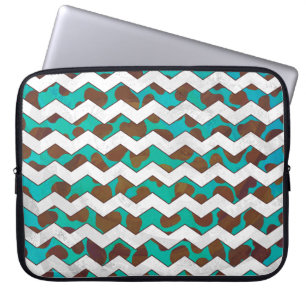 Capa Para Notebook Cevron Dalmaciano Brown e Teal