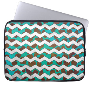 Capa Para Notebook Cevron Dalmaciano Brown e Teal