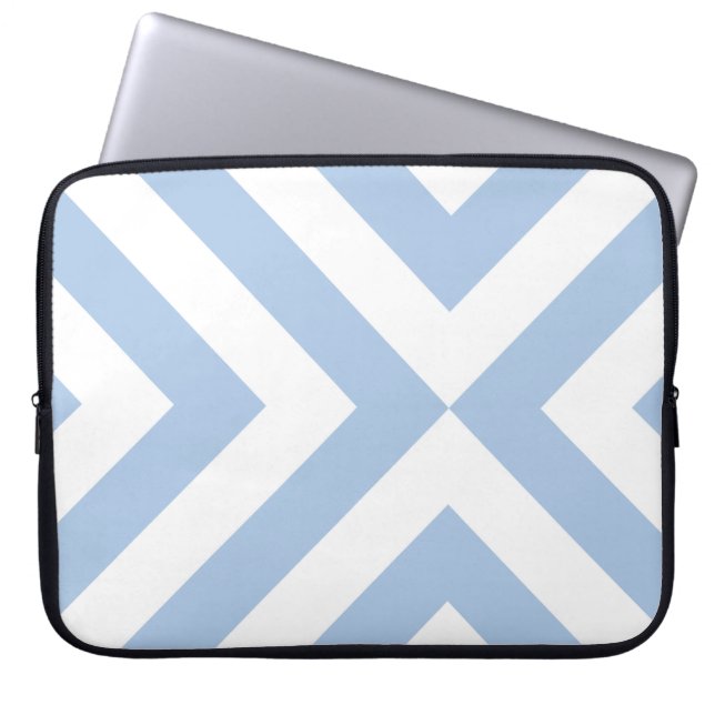 Capa Para Notebook Cevrons claros azuis e brancos (Frente)