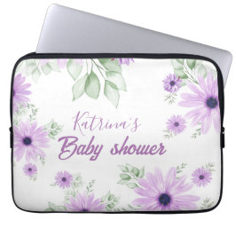 Capa Para Notebook Chá de fraldas de Flores de Aquarelas Violetas Per