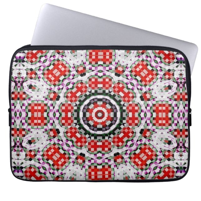 Capa Para Notebook Chadrez vermelho e branco ou kaleidoscópio pixel c (Frente)