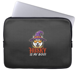 Capa Para Notebook Chapéu de Bruxa do Husky de Halloween é Meu Amor