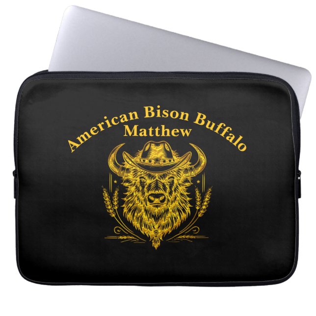 Capa Para Notebook Chapéu de Cowboy Arte do Búfalo Dourado (Frente)