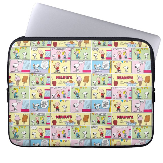 Capa Para Notebook Charlie Brown, Snoopy e Sally | Sorvete (Frente)